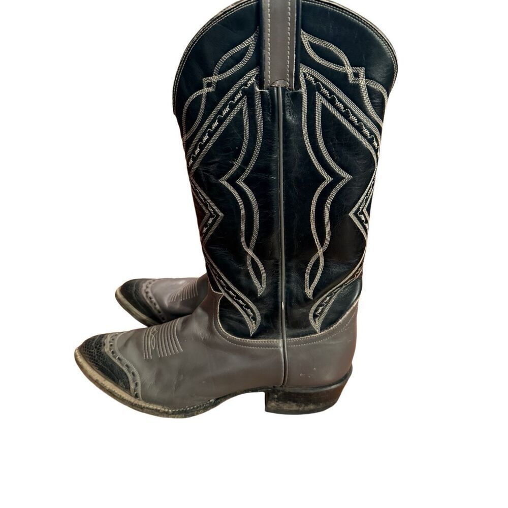 Vintage Tony Lama Lizard Wingtip Cowboy Boots 8.5 D Gold Label
